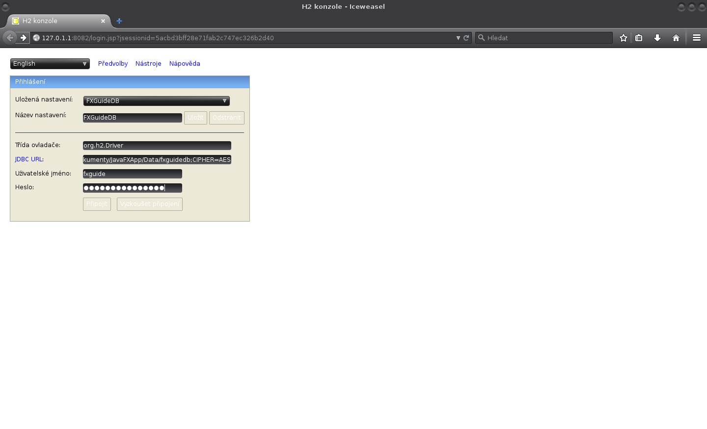 JavaFX: šifrování souboru s H2 databází