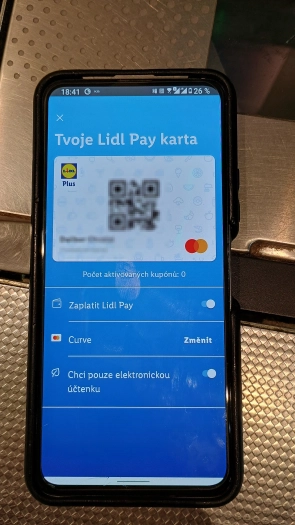 Platba za nákup přes aplikaci. Platební aplikace Lidl Pay. (9. 9. 2024)