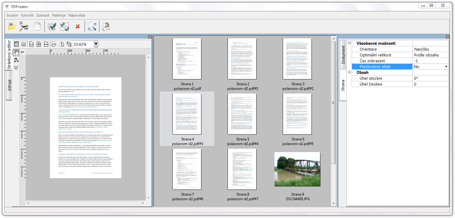 Ukázka spojení existujícího PDF dokumentu a fotografií