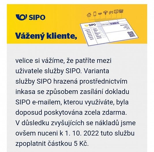 SIPO 5 Kč za e mail