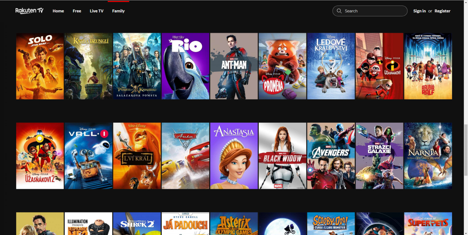 Rodinné filmy na Rakuten TV