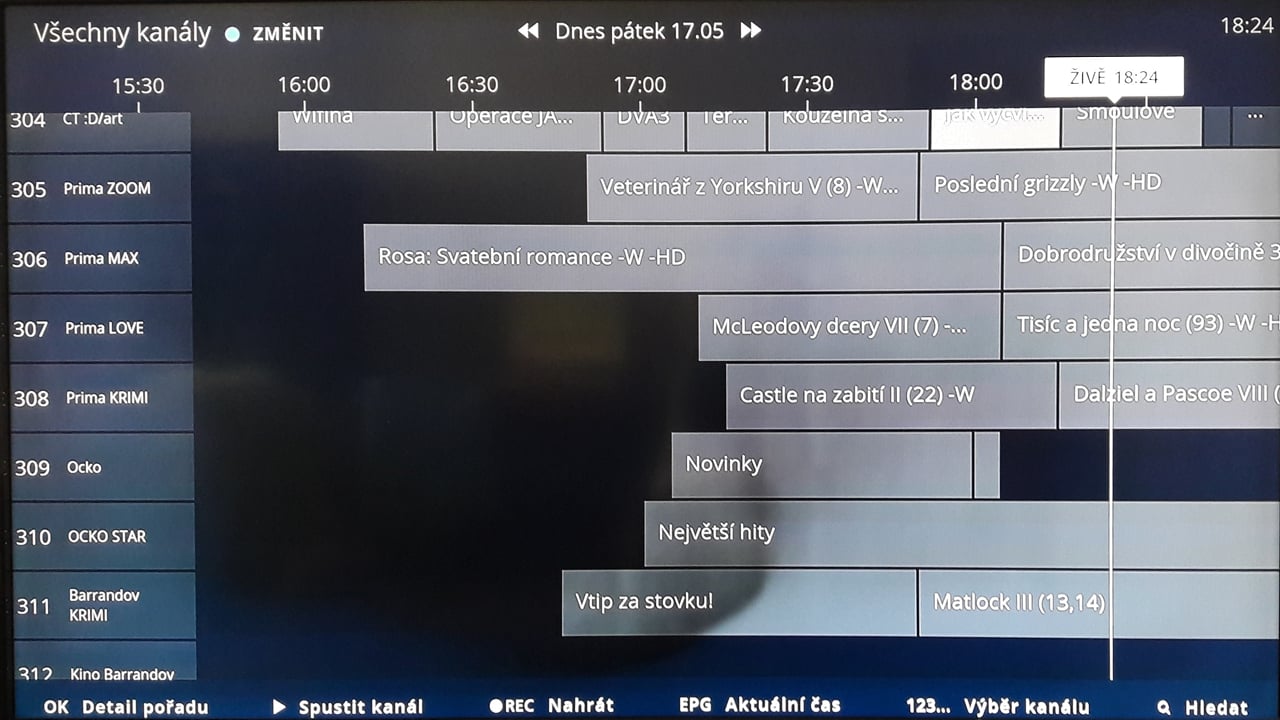 EPG pro DVB-T na O2 TV