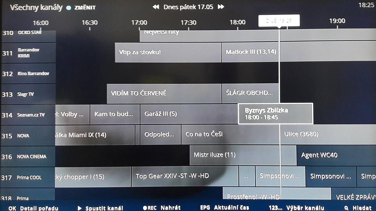 EPG pro DVB-T na O2 TV