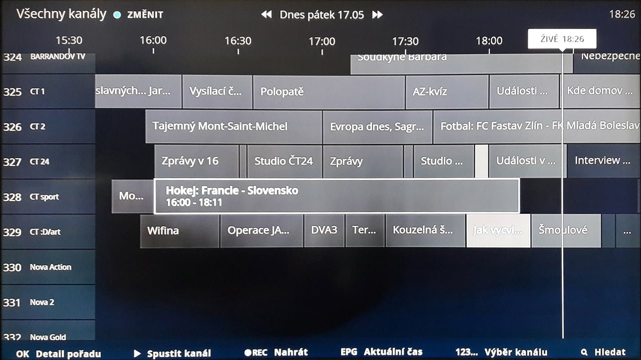 EPG pro DVB-T na O2 TV