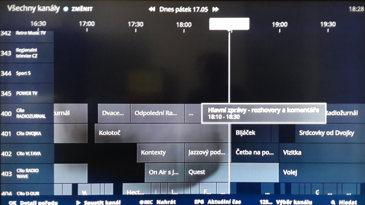 EPG pro DVB-T na O2 TV