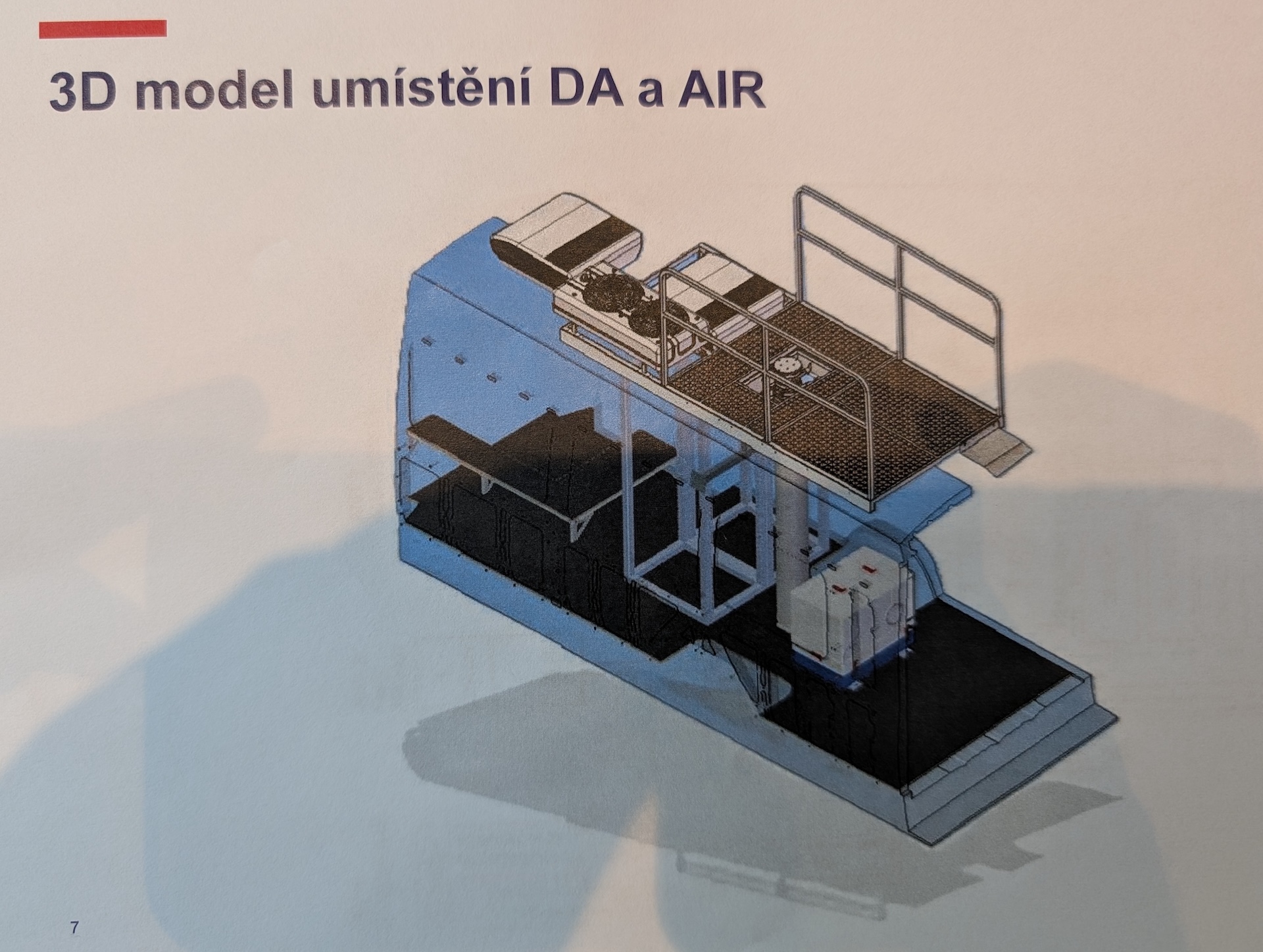 3D model umístění konstrukce v dodávce