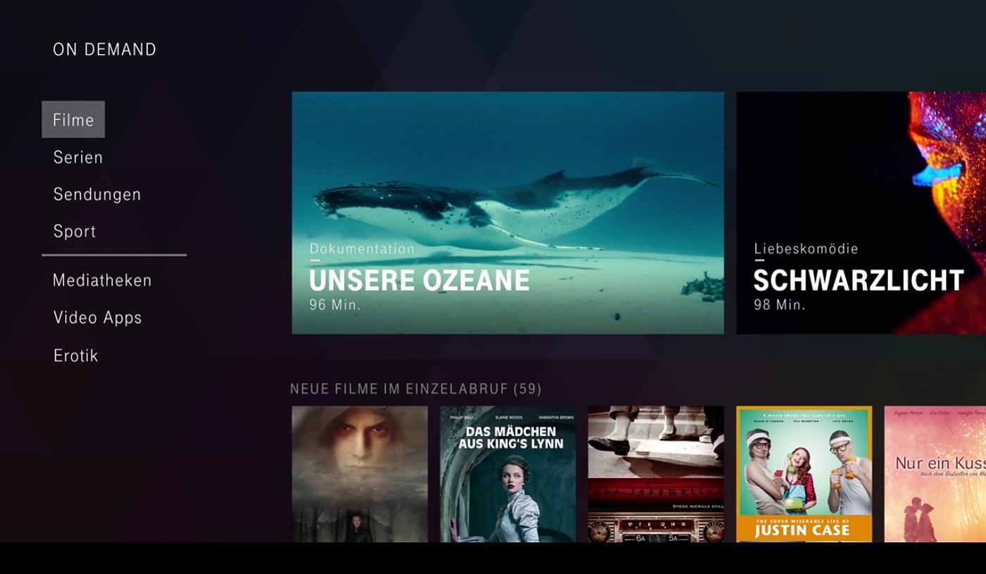 EntertainTV - hlavní menu