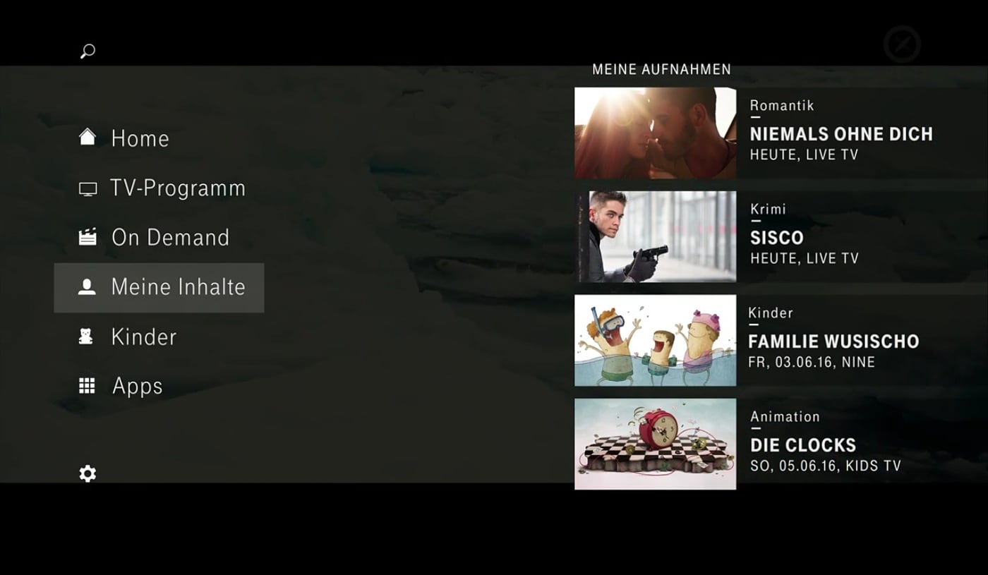 EntertainTV - hlavní menu