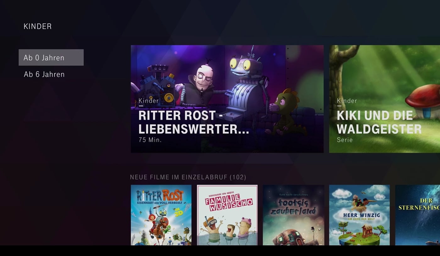 EntertainTV - hlavní menu