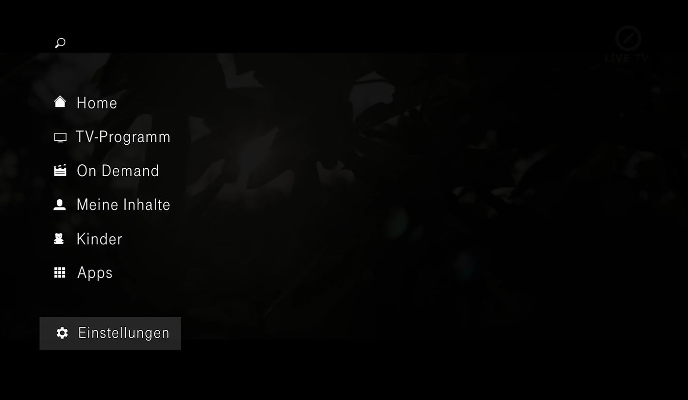 EntertainTV - hlavní menu