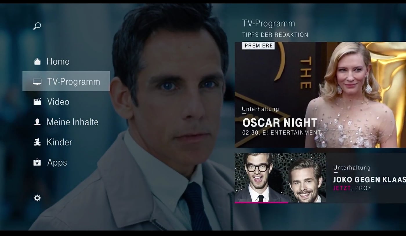 EntertainTV - hlavní menu