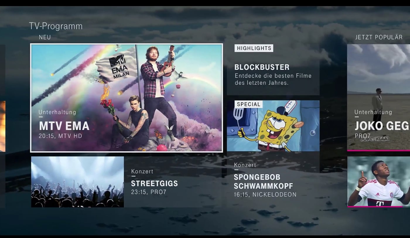 EntertainTV - hlavní menu