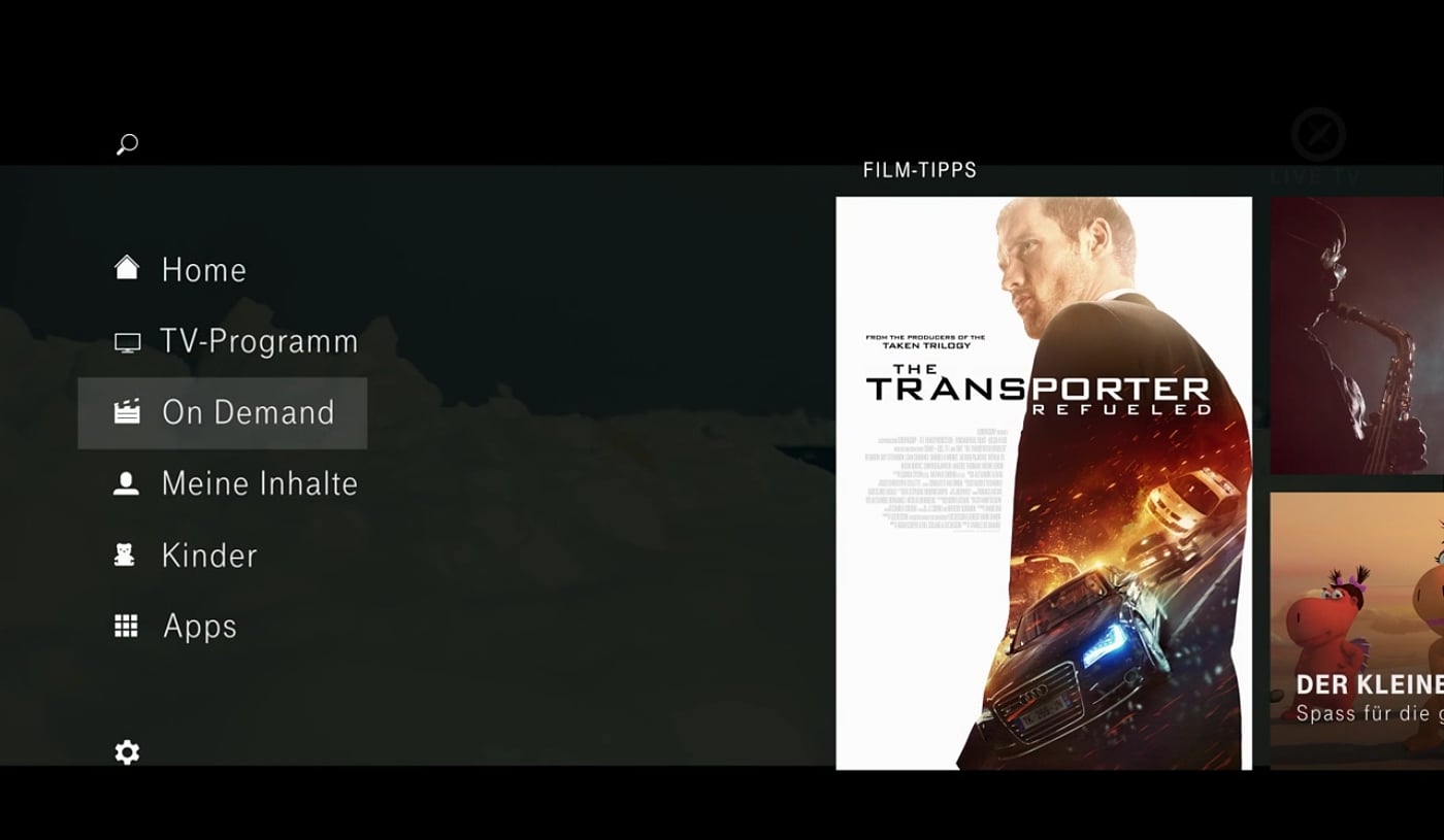 EntertainTV - hlavní menu