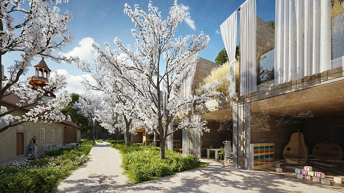 Letos kavárna, za tři roky celý dětský hospic. Nadace rodiny Vlčkových představila virtuální podobu přestavované usedlosti Cibulka