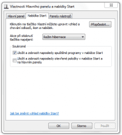<p>Úprava nabídky start ve Windows 7</p>