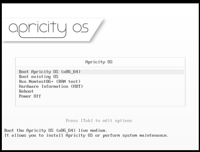 Instalace Apricity OS