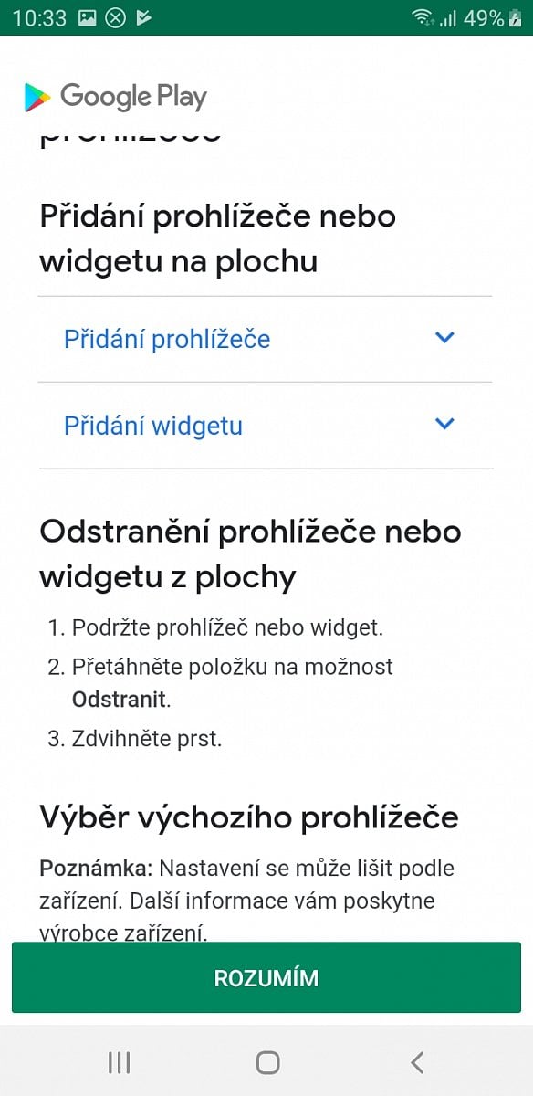 Výběr vyhledávače a prohlížeče v Androidu