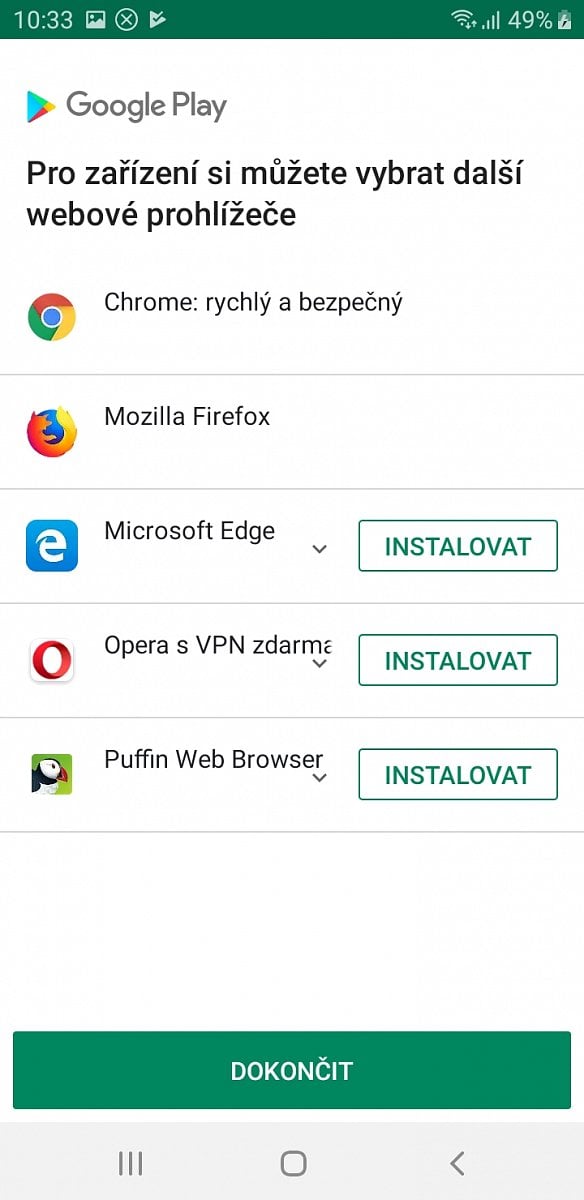 Výběr vyhledávače a prohlížeče v Androidu