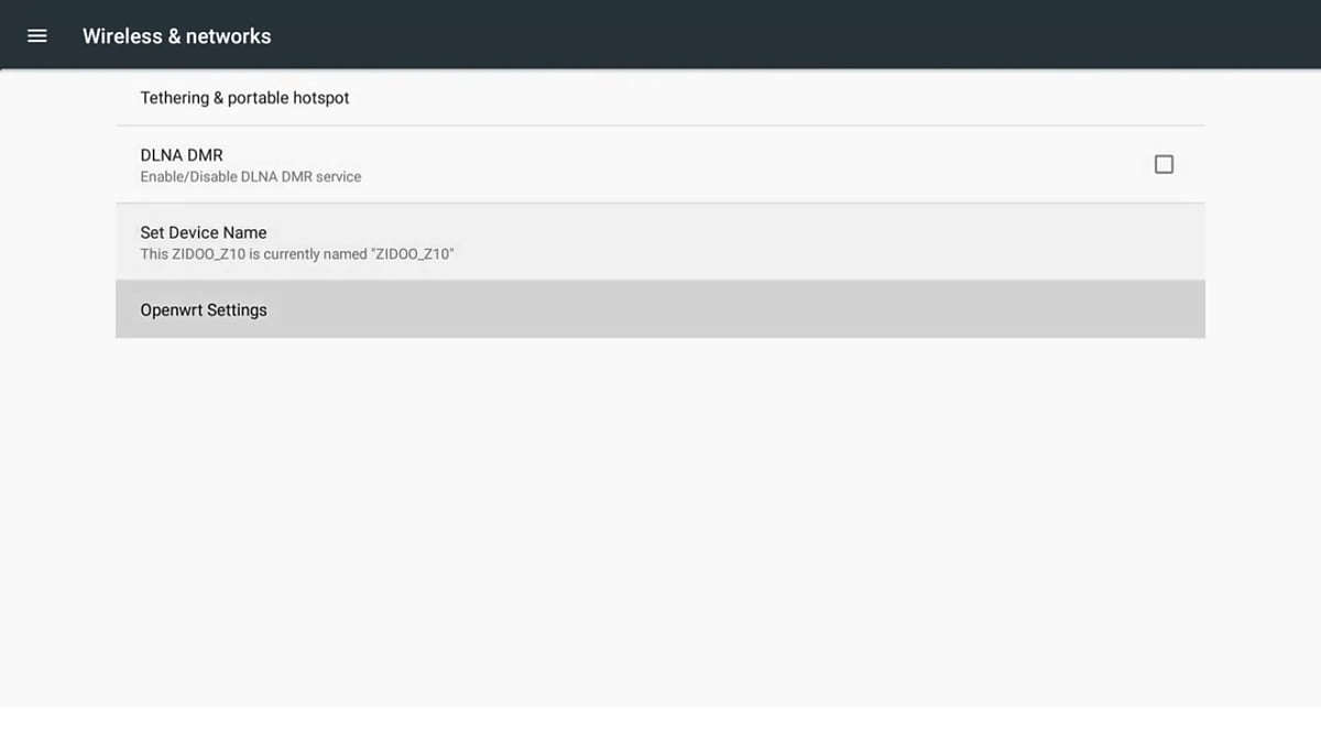 Zidoo Z1000 - systémová nastavení
