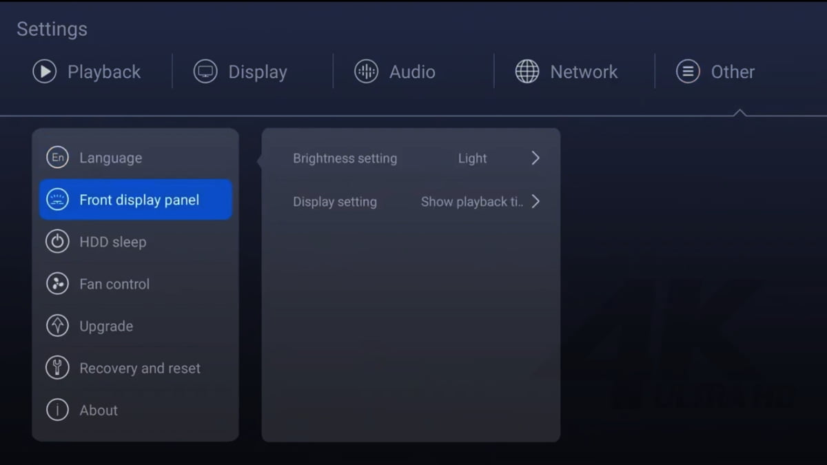 Zidoo Z1000 - systémová nastavení