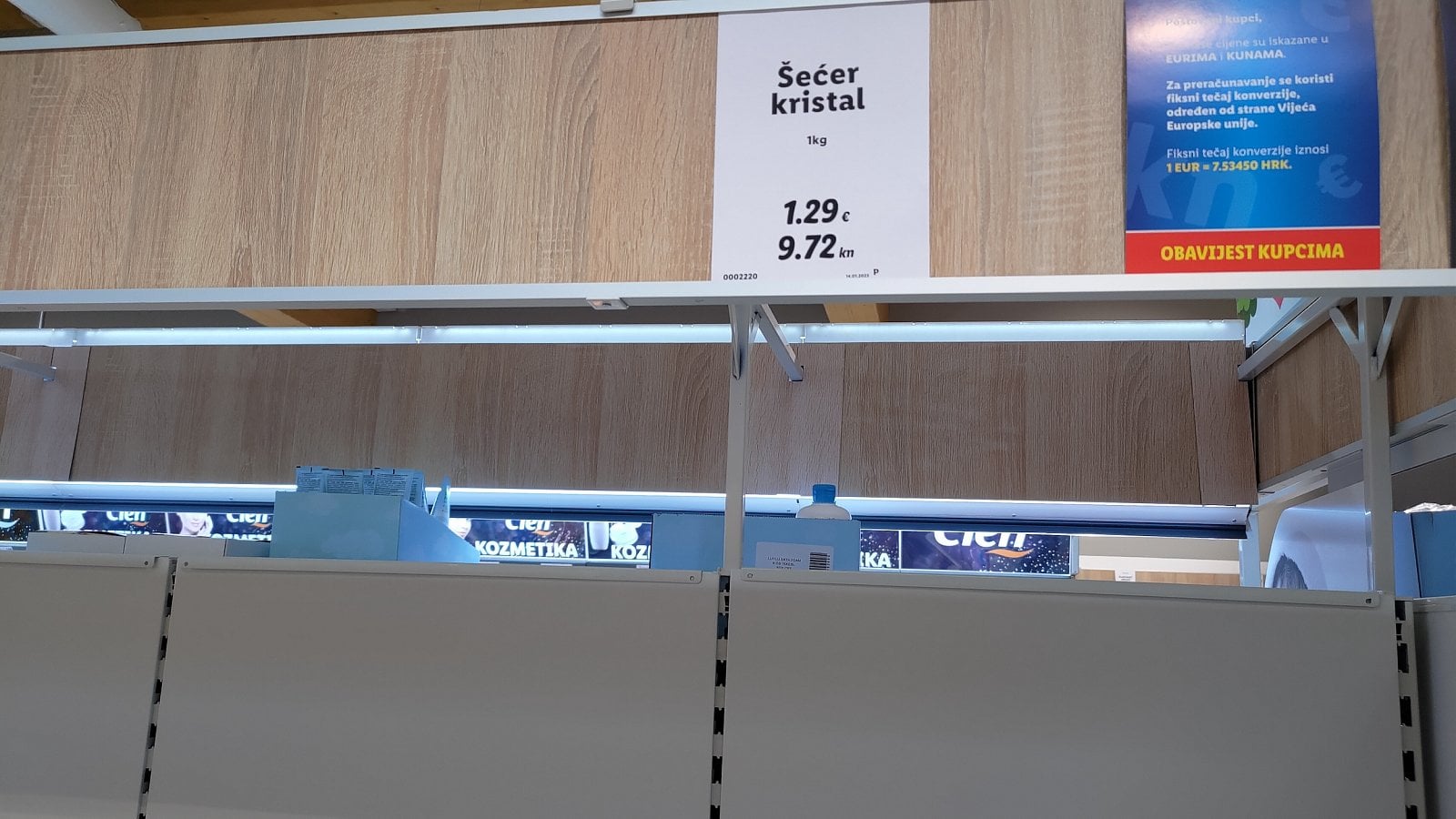Ceny v Lidlu, Zagreb, Chorvatsko. (20. 6. 2023)