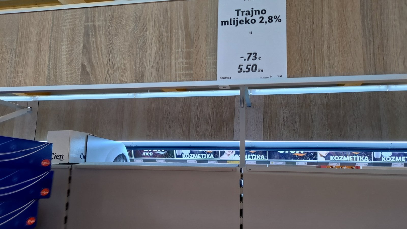 Ceny v Lidlu, Zagreb, Chorvatsko. (20. 6. 2023)