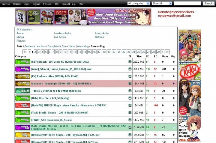 Jak NyaaTorrents web vypadal, už uvidíte jen na snímcích obrazovky porůznu roztroušených po internetech