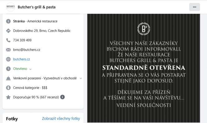 Vyjádření vedení restaurace Butchers.