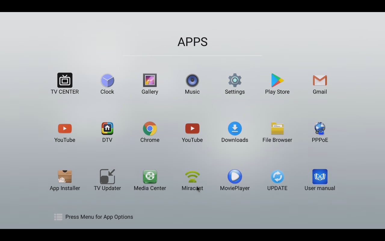 Start přístroje a uživatelské prostředí Mecool