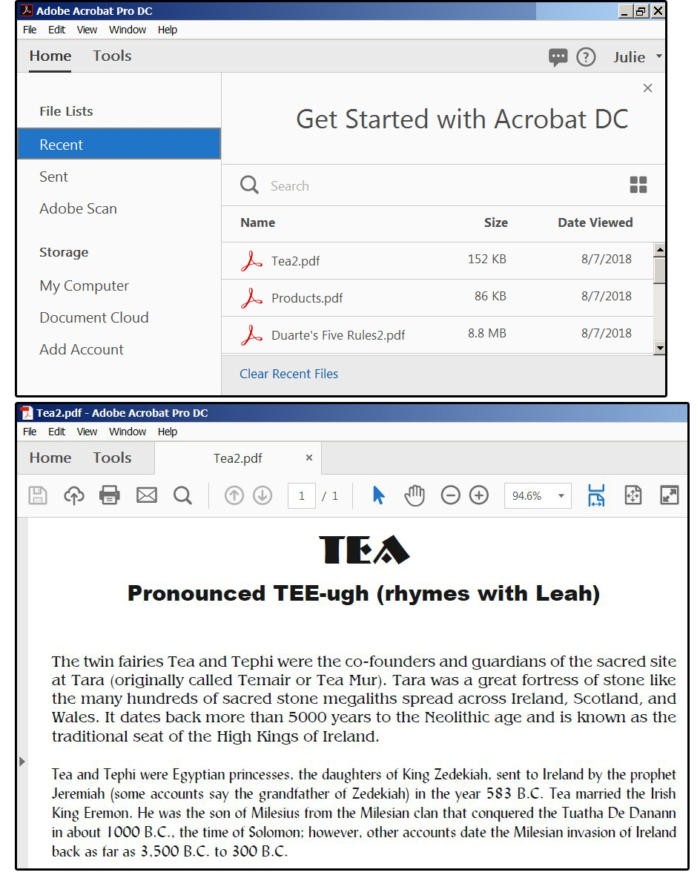 Otevření programu Acrobat a souboru ve formátu PDF