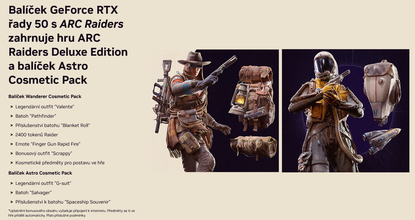 Bundle ARC Raiders ke grafikám GeForce RTX 5000