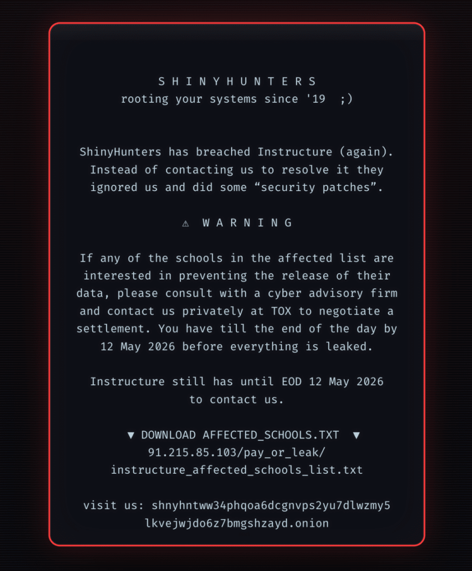 ShinyHunters Ransom Note