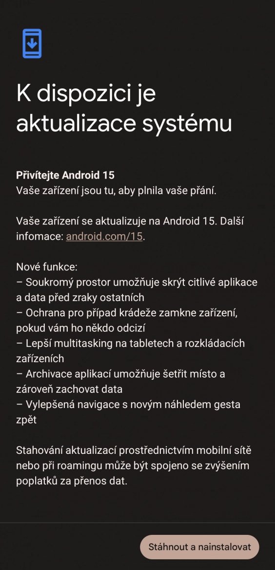 Redakční Pixel 9 už hlásí aktualizaci na Android 15