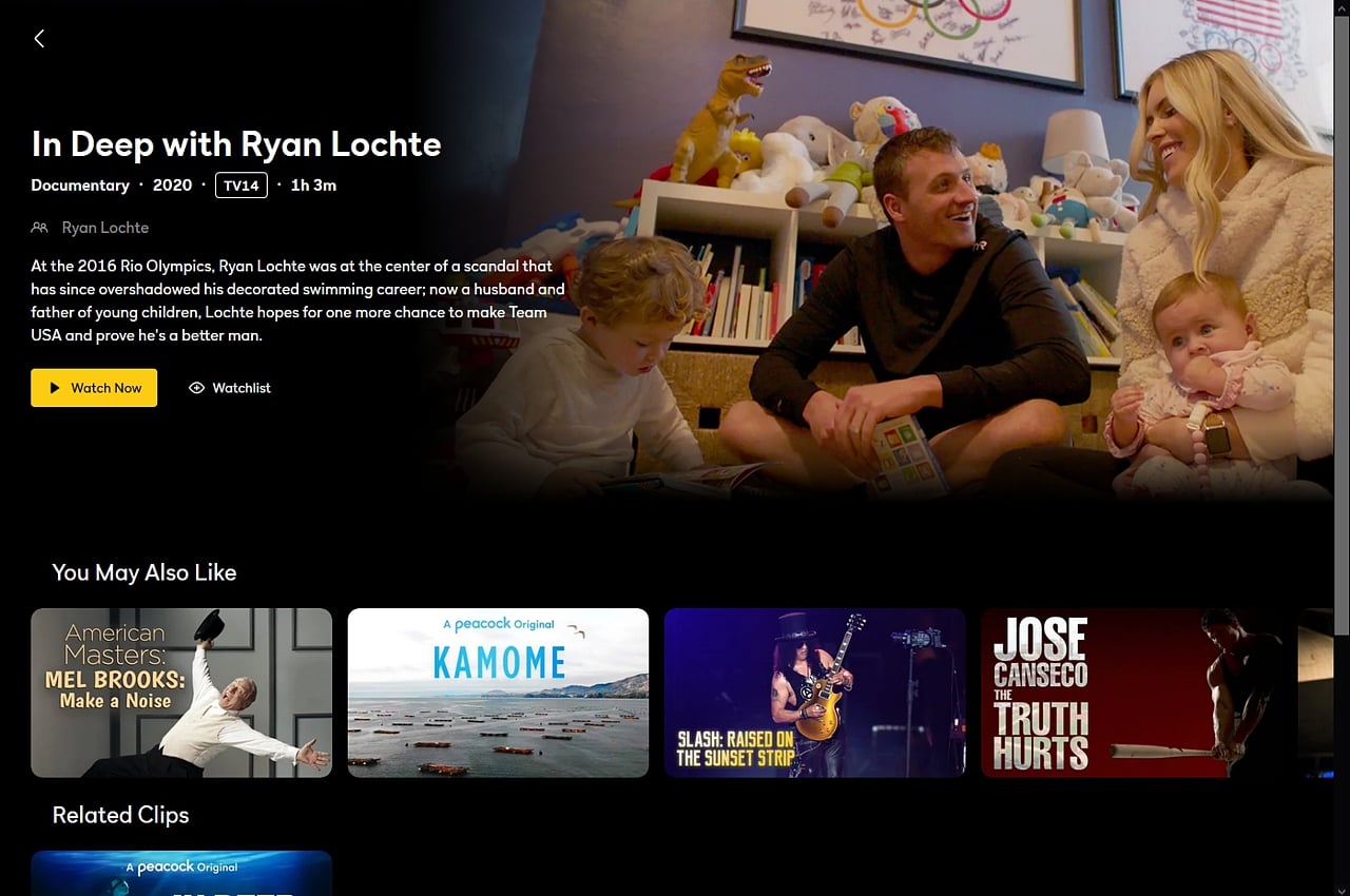 Peacock: sportovní sekce