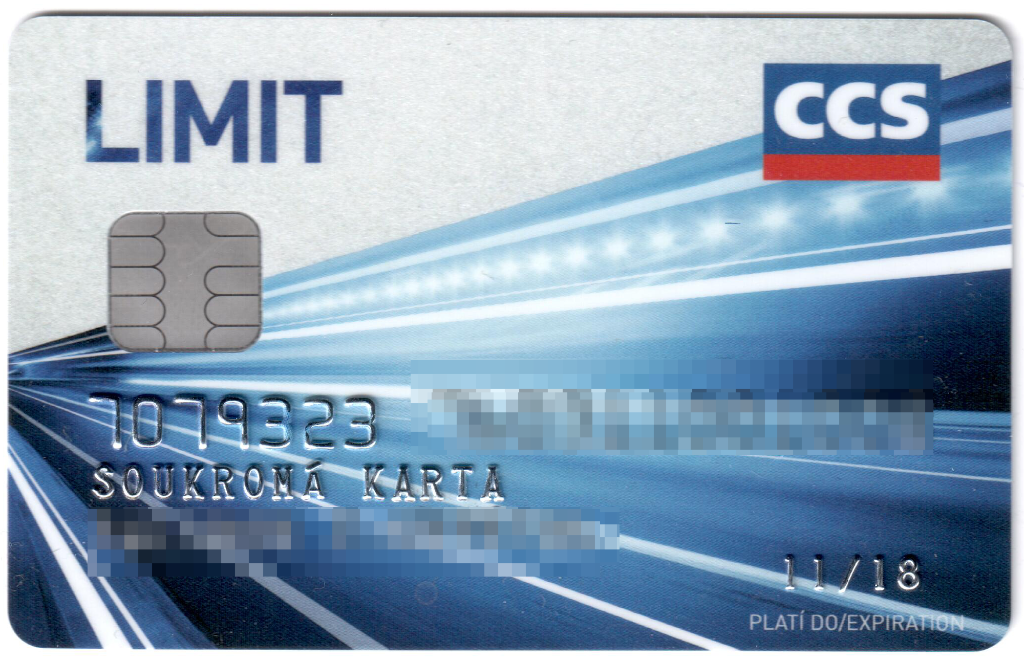 Palivová tankovací karta CCS Limit. (11/2016)