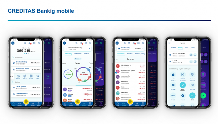 CREDITAS Banking mobile zobrazuje i statistiky příjmů a výdajů.