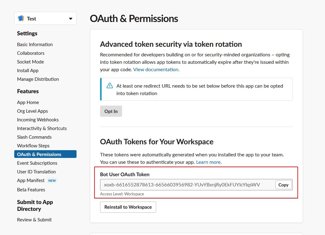 Měli byste získat „Bot Token“, který později využijete