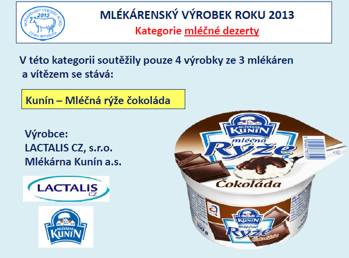 Mlékárenský výrobek roku 2013