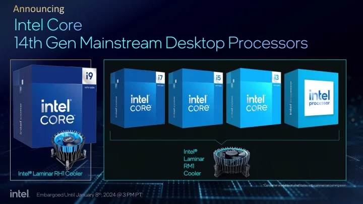 Procesory Intel Core 14. generace, přibalené chladiče