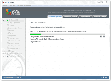 <p>Skenování systému s AVG PC Tuneup</p>