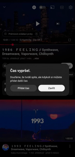 Vypršením lhůty vás YouTube informuje vyskakovacím oknem