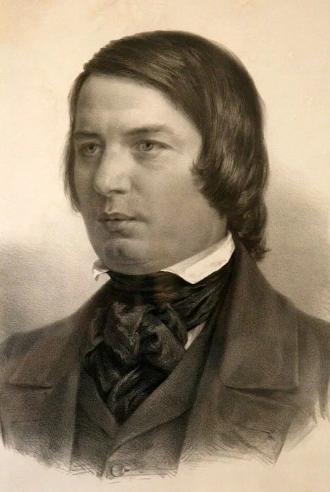 Robert Schumann v březnu 1850,
kresba Adolpha Menzela podle daguerrotypie Johanna Antona Völlnera