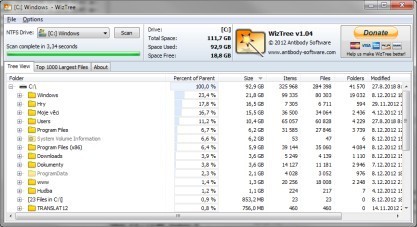 WizTree najde 1000 největších souborů na vašem HDD