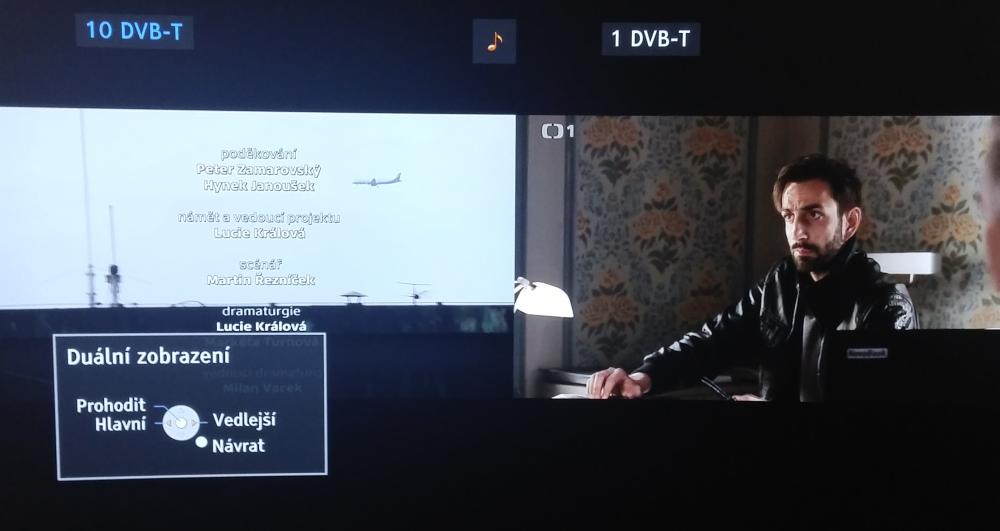 Po zrušení domovské obrazovky je tohle nejspíše jediná možnost, jak si nechat zobrazit „druhý tuner“ na televizoru. Škoda, že tu ještě není jinak běžný náhled typu „jeden tuner na celé obrazovce, druhý v malém okénku třeba v rohu“.