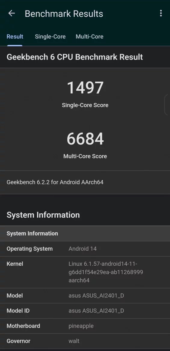 Výsledky Geekbench 6