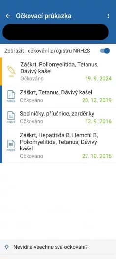 Mobilní aplikace EZKarta umí zobrazit i starší očkování u dětí i dospělých. (15. 20. 2024)