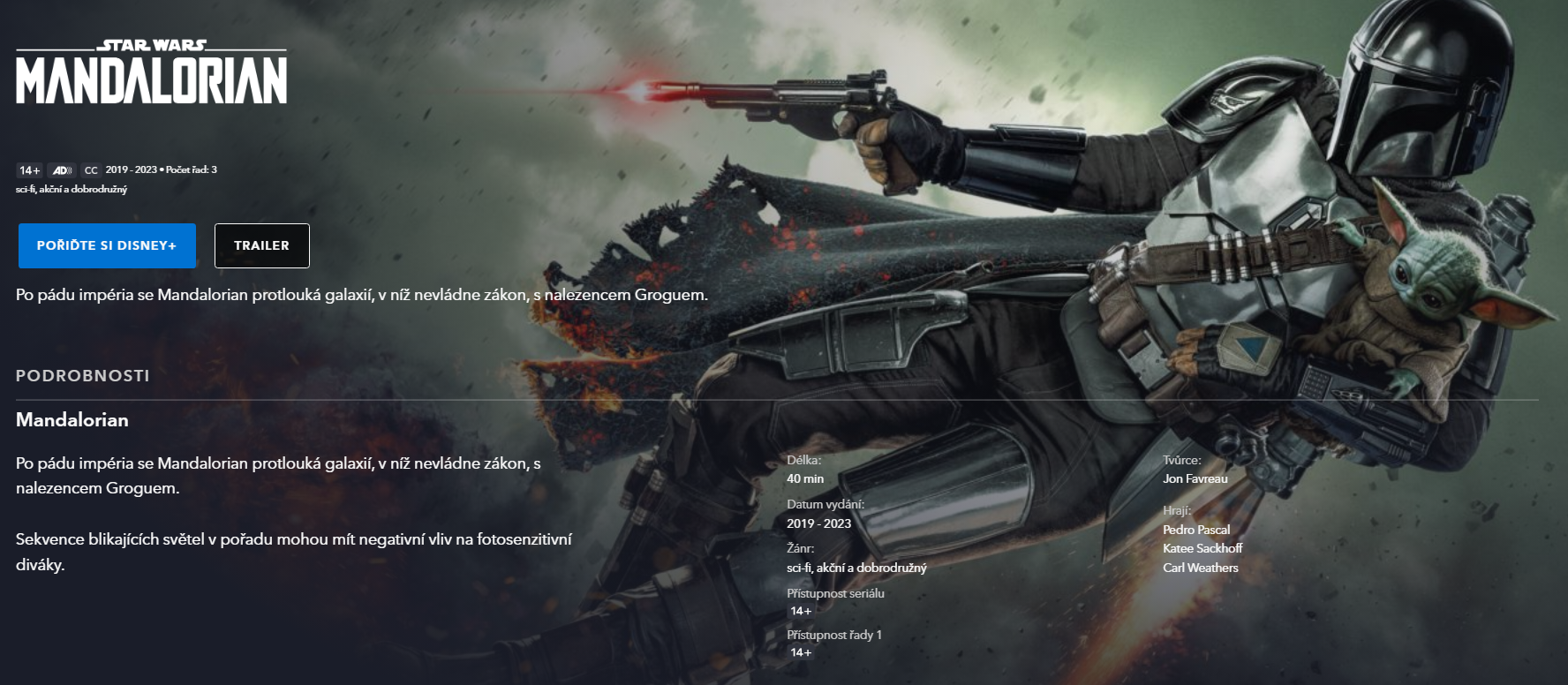 Ukázka karty pořadu ve službě Disney+