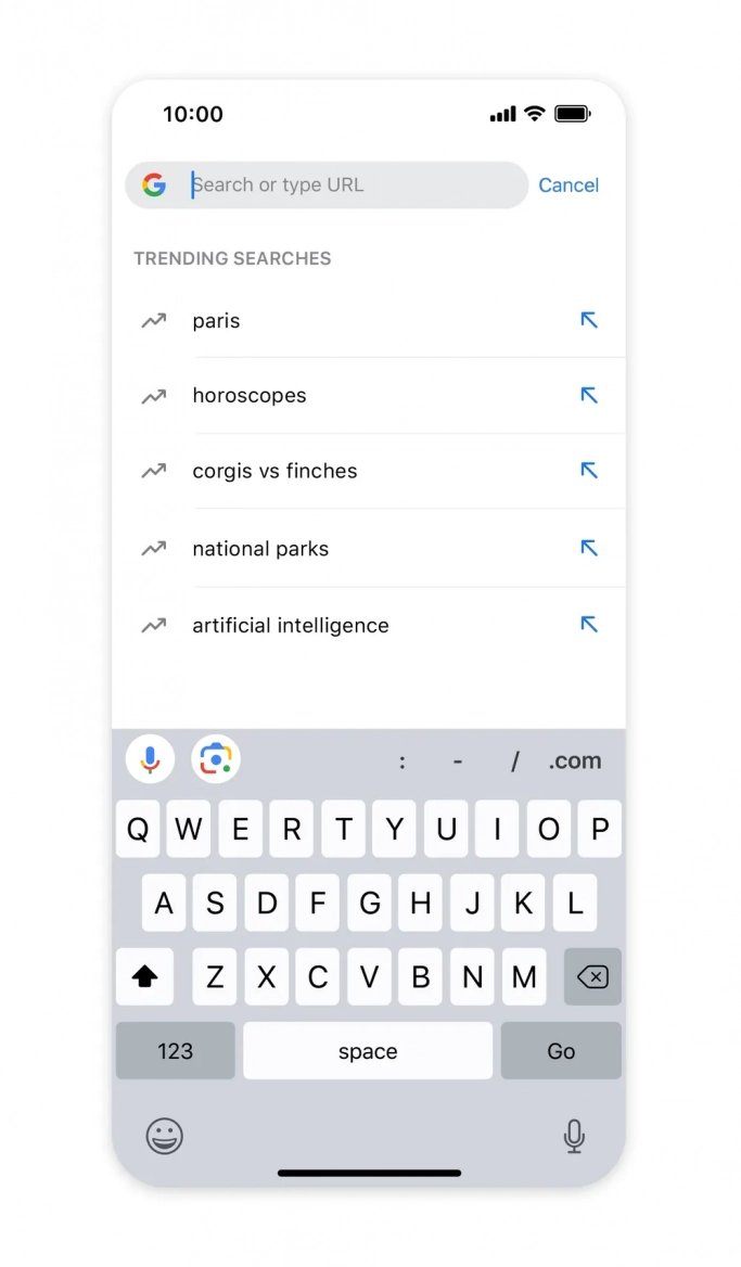 Zobrazování trendů ve vyhledávání na iOS
