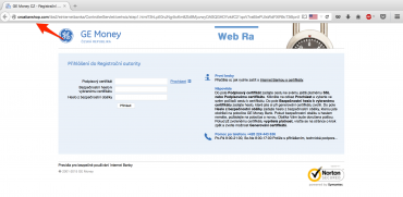 Podvodný web lákající údaje klientů GE Money Bank (6. července 2015)