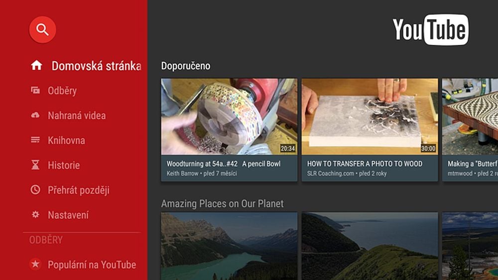 YouTube, obrazovka z televizoru Philips 43PUS6551/12: nativní rozlišení je 3 840 x 2 160 bodů, otisk obrazovky je vždy s 1 920 x 1 080 body. První sejmutá obrazovka je nabídka aplikace…